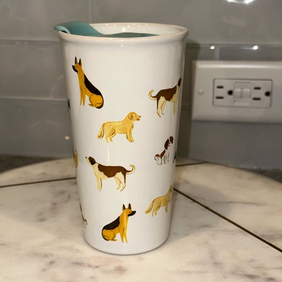 NWT Sunday Mornings I JUST WANT ALL THE DOGS 18 Oz Ceramic Travel Mug & Lid - Picture 6 of 11